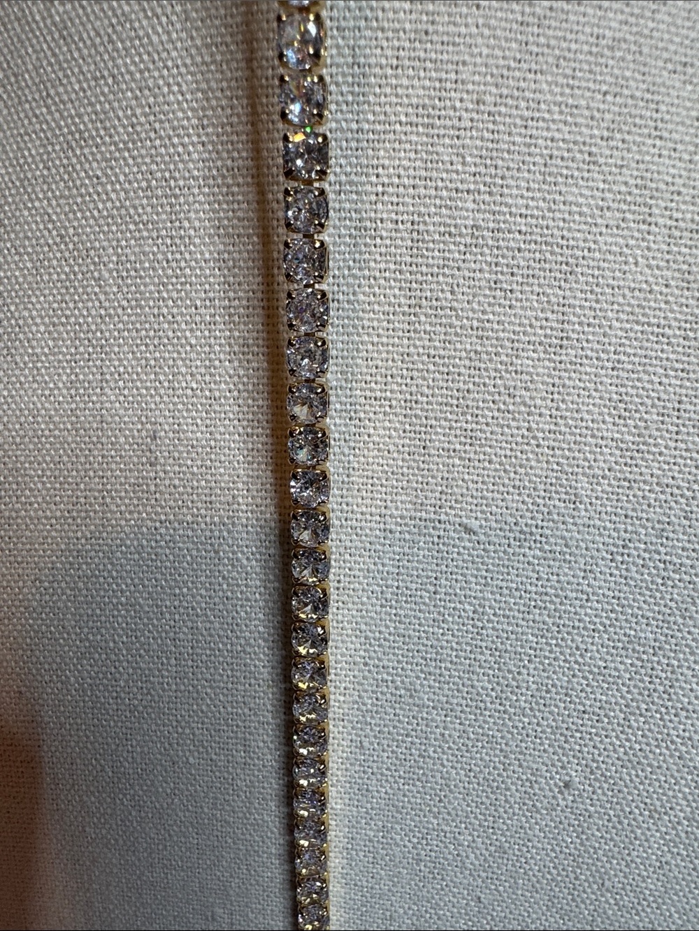 Gold Rhinestone Tennis Ankle Bracelet - Picture 2 of 6